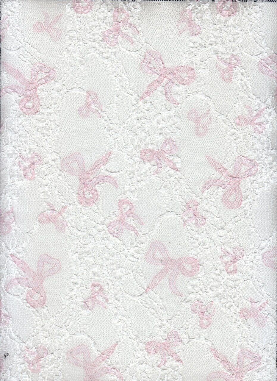 1 Yard Digital Bow Lace Print Fabric, Soft Stretch Polyester Spandex 56/58" Wide